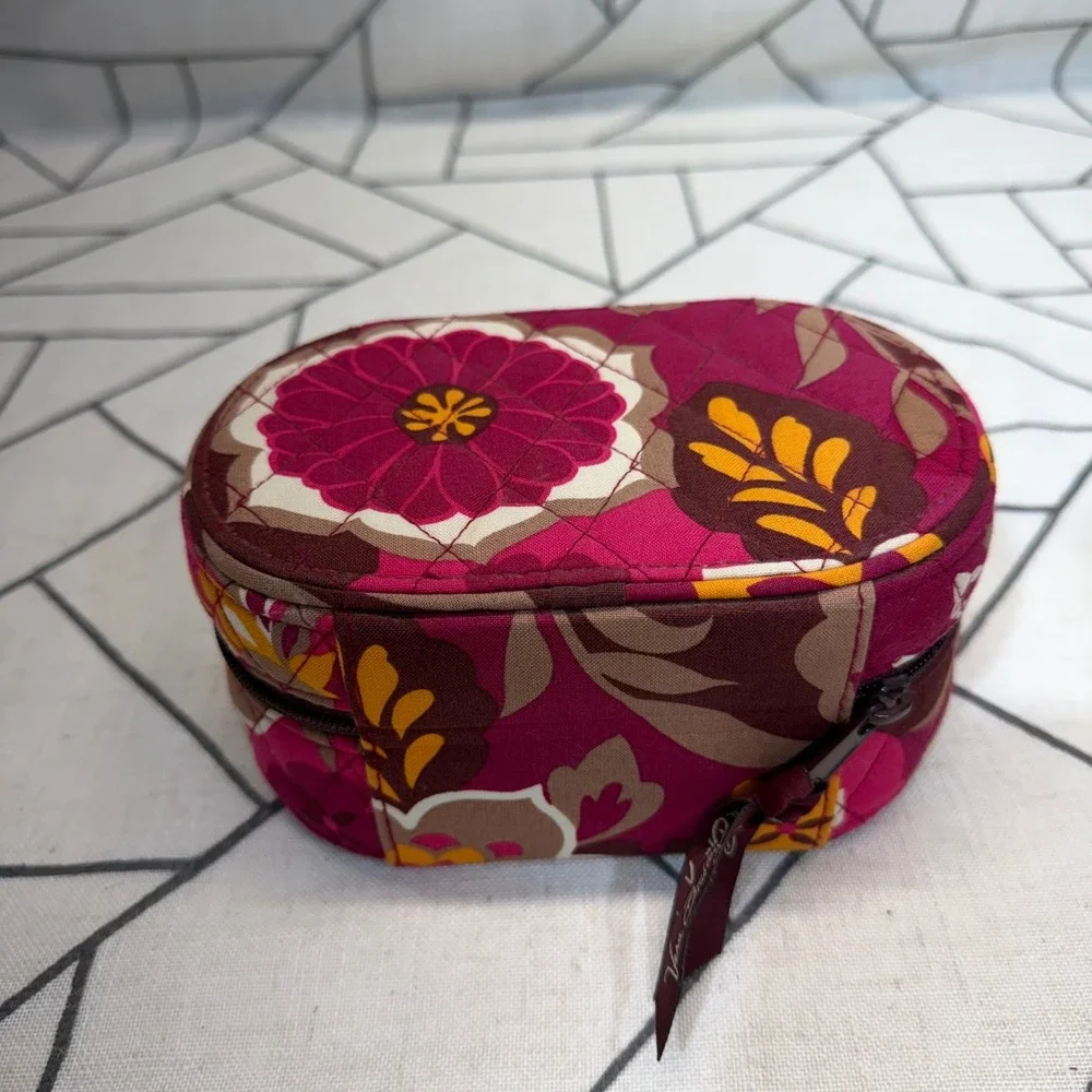 Vera Bradley Jewelry Organizer Small Plum Petals Floral Quilted Travel Case